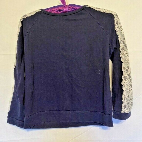 Est.1989 Place ~Dark Blue w/Lace & Studs  100% Cotton Girl Top  ~Size L-10/12 - Picture 2 of 6